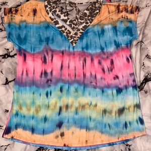 Tie dye with leopard top